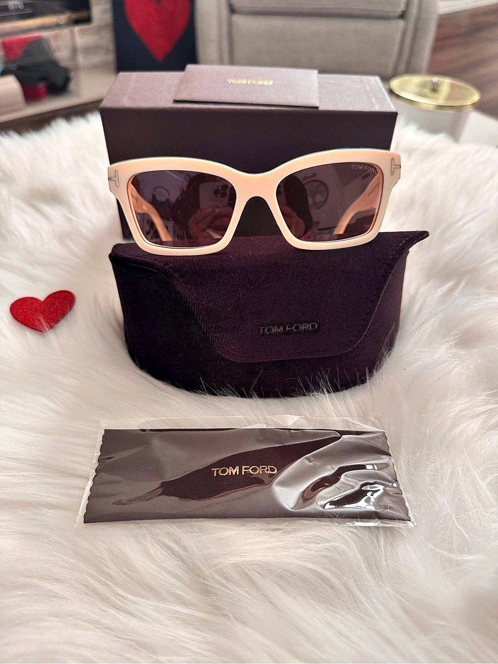 TOM FORD Mikel ivory White acetate frames with Pink Mirror Lenses Sunglasses